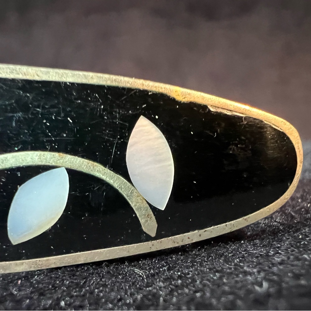 Alpaca Mexico Silver Colored Inlay Hair Barrette 3" - Picture 4 of 10